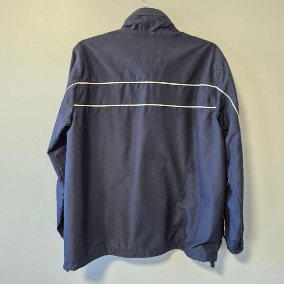 Tek Gear Mens Large Windbreaker Jacket Full Zip Hidden Hood Navy Blue - Picture 8 of 16